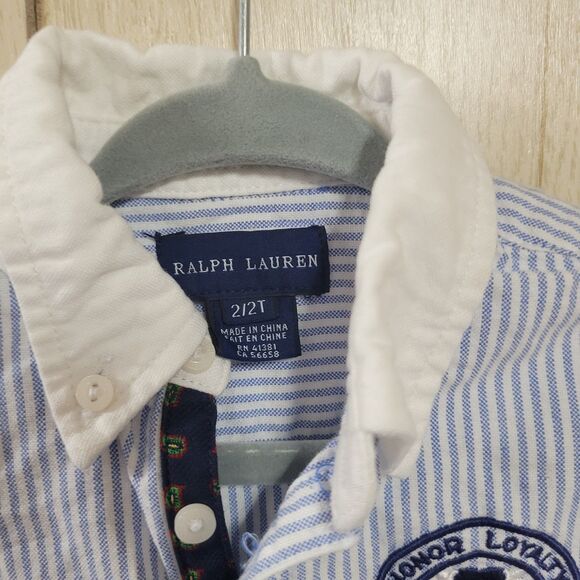 Ralph Lauren Striped Oxford Long sleeves Shirt Girls Dress 2T - Picture 2 of 4